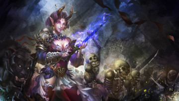 Картинка фэнтези демоны воин армия девушка магия оружие