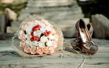 Картинка цветы розы свадебный букет