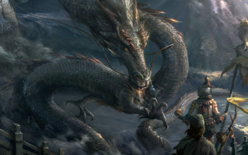 Картинка фэнтези драконы дракон человек