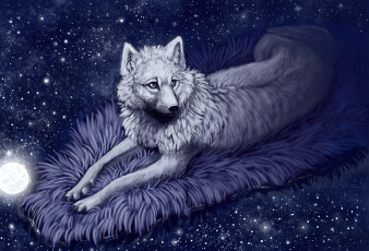 Картинка рисованное животные +волки фон волк
