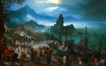 Картинка рисованное живопись Ян брейгель старший религия мифология проповедь христа картина
