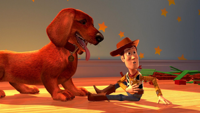 Обои картинки фото мультфильмы, toy story 2, собака, шляпа, ковбой, ошейник