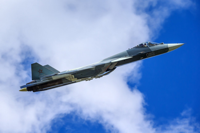 Обои картинки фото su-57 , t-50 pak-fa, авиация, боевые самолёты, истребитель