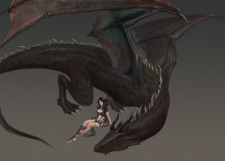 Картинка фэнтези красавицы+и+чудовища взгляд фон дракон девушка