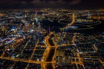 Картинка saigon города -+огни+ночного+города простор