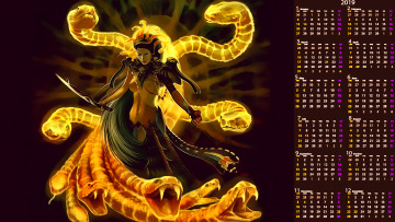 Картинка календари фэнтези женщина оружие змея
