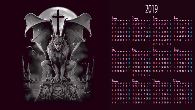 Обои картинки фото календари, фэнтези, существо, крылья, крест