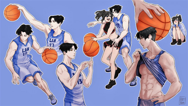 Обои картинки фото аниме, mo dao zu shi, вэй, усянь, лань, ванцзы, мяч, баскетбол
