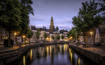 Картинка groningen netherlands города -+огни+ночного+города