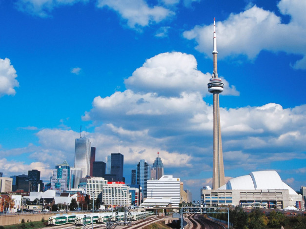 Обои картинки фото toronto, skyline, canada, города