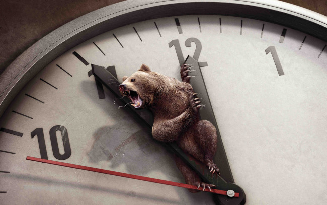 Обои картинки фото 3д, графика, animals, животные, медведь, часы