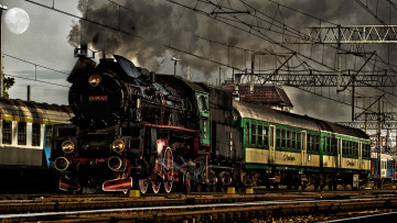 Картинка train техника паровозы рельсы вагоны паровоз станция дым