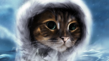 Картинка рисованные животные коты капюшон