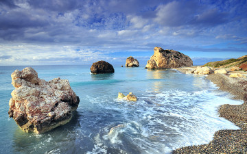 Картинка природа побережье море облака камни