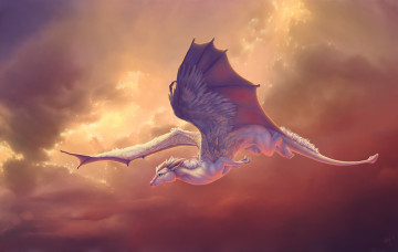 Картинка рисованные животные сказочные мифические облака дракон