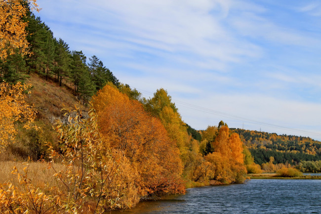 Обои картинки фото природа, реки, озера, река, лес, осень