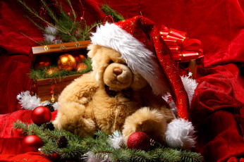 Картинка праздничные мягкие+игрушки санта мишка украшения рождество новый год decoration christmas new year