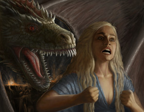 Картинка фэнтези красавицы+и+чудовища game of thrones эмоции девушка дракон