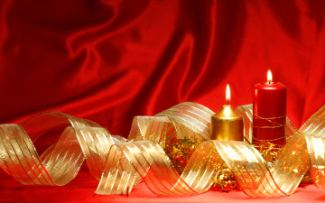 Картинка праздничные новогодние свечи мишура лента