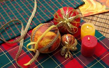 Картинка праздничные новогодние свечи тесьма шарики