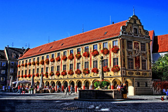 Картинка германия бавария мемминген города здания дома цветы площадь