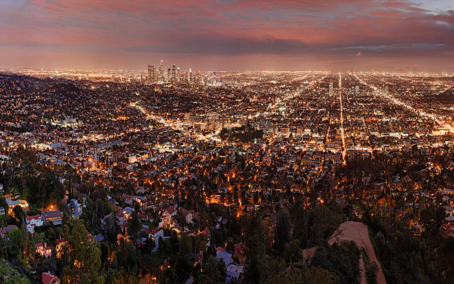 Обои картинки фото города, огни, ночного, los, angeles