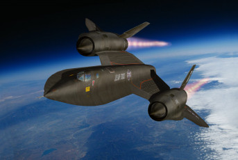 Картинка авиация 3д рисованые v-graphic полет ввс сша разведчик сверхзвуковой стратегический Чёрный дрозд blackbird lockheed sr-71 небо земля