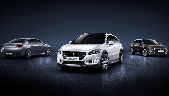 Обои картинки фото 2014 peugeot 508 rxh hybrid4, автомобили, peugeot, серый, белый, черный, трое