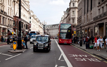 обоя города, лондон , великобритания, автобус, улица, такси