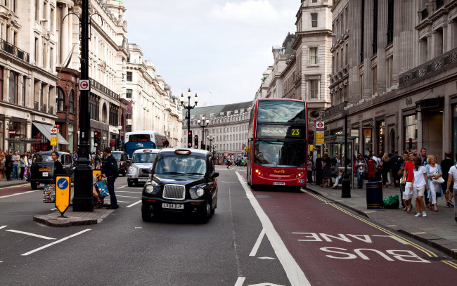 Обои картинки фото города, лондон , великобритания, автобус, улица, такси