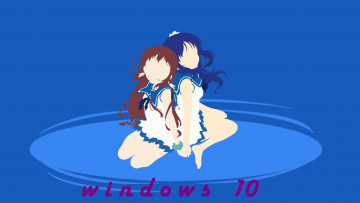 Картинка компьютеры windows++10 девушки взгляд фон логотип