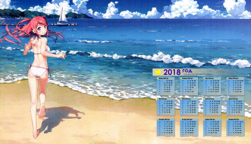Картинка календари аниме облака водоем взгляд девушка 2018