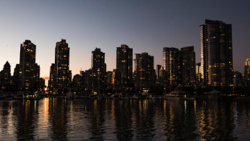Картинка vancouver canada города -+огни+ночного+города городской пейзаж река небо отражение ванкувер канада