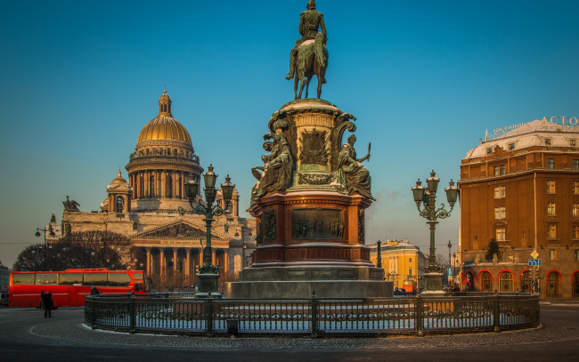 Обои картинки фото города, - исторические,  архитектурные памятники, петербург, исаакиевская, площадь, памятник
