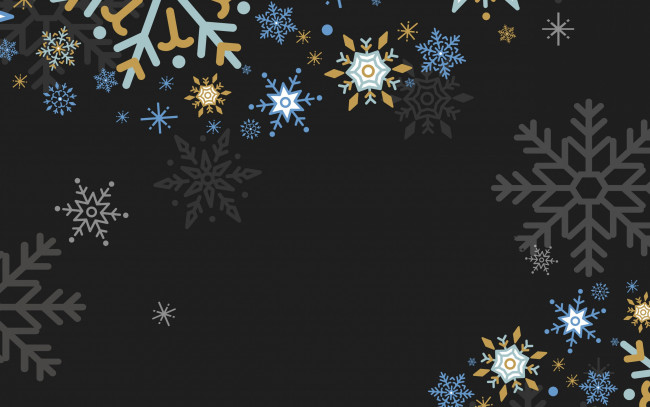 Обои картинки фото праздничные, векторная графика , новый год, черный, фон, снежинки, новый, год