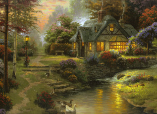 Картинка thomas kinkade рисованные пейзаж