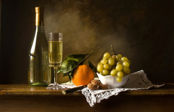 Картинка еда натюрморт бокал вино печенье апельсин виноград