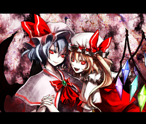 Обои картинки фото аниме, touhou, фландр, скарлет, ремилия