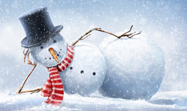 Обои картинки фото праздничные, снеговики, снег, зима, снеговик