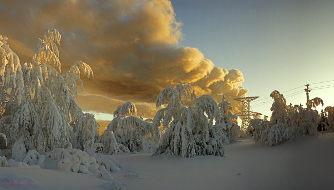 Обои картинки фото природа, зима, облака, снег