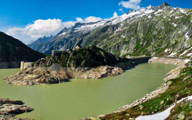 Обои картинки фото швейцария, берн, гуттаннен, природа, реки, озера, горы, озеро