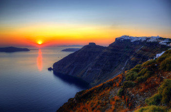 Картинка природа восходы закаты море побережье закат греция