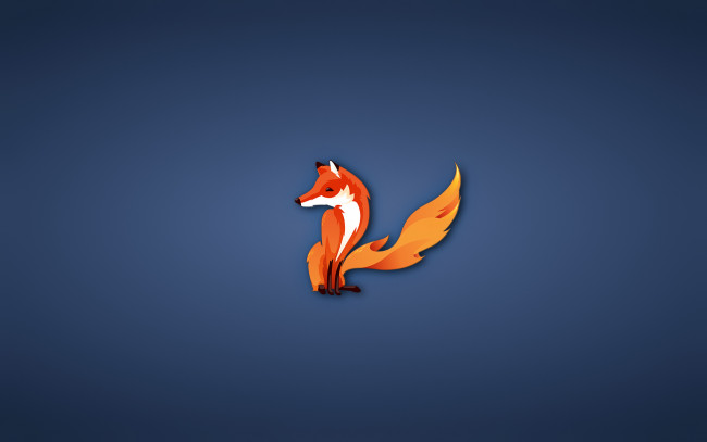 Обои картинки фото рисованные, минимализм, firefox, fox, лиса, синий, фон