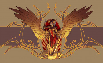 Картинка фэнтези ангелы доспехи крылья броня ангел взгляд профиль оружие