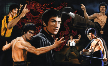 Картинка bruce+lee рисованное люди взгляд фон мужчина кунг-фу