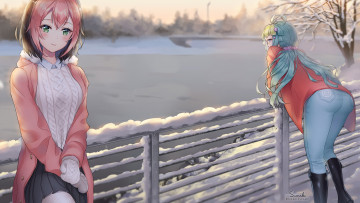 Картинка аниме зима +новый+год +рождество osu