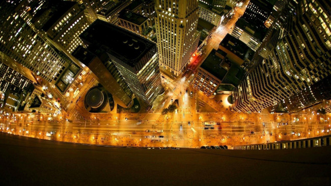 Обои картинки фото города, нью-йорк , сша, городской, вид, огни, здание, небоскреб, нью, йорк, уличный, фонарь, ночь, улица, автомобиль, окно, с, воздуха