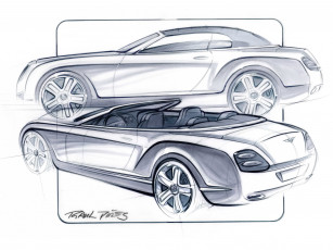 Картинка bentley continental gtc drawing рисованные авто мото