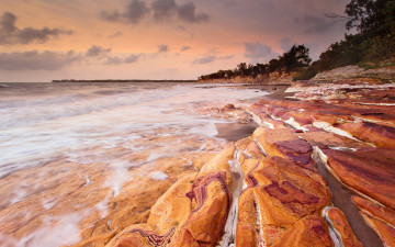 Картинка природа побережье закат океан кани тучи