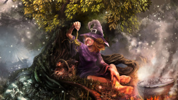 Картинка фэнтези маги +волшебники зелье варево баба яга